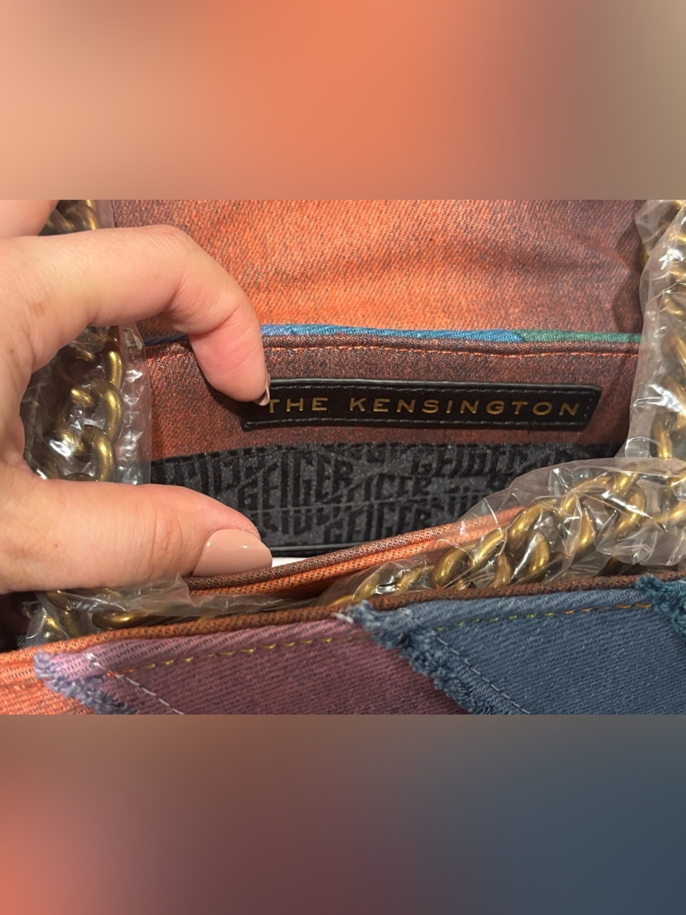 Kurt Geiger Multicolor Denim Diagonal Stripe Crossbody Bag - Picture 13 of 14